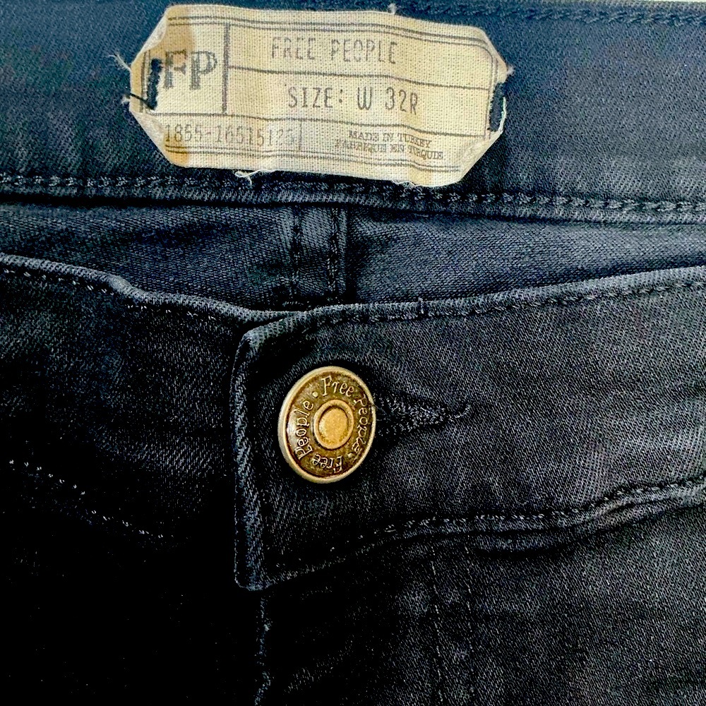 Free People Black Destressed Skinny Jeans